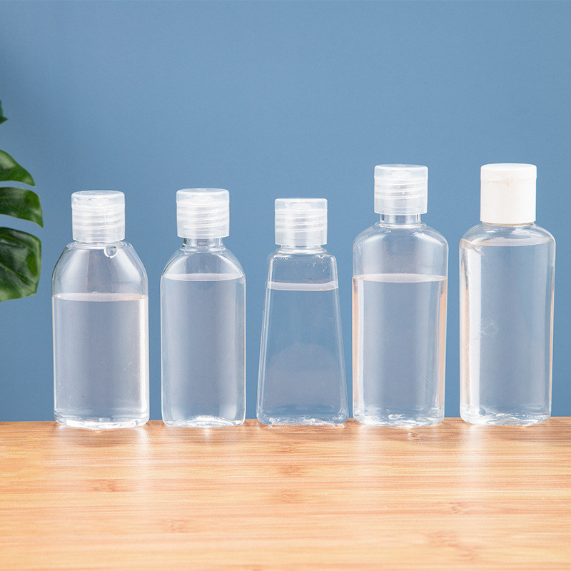 2oz /60ml Clear PET Hand Sanitizer Bottle With Flip Cover Flat Shape
