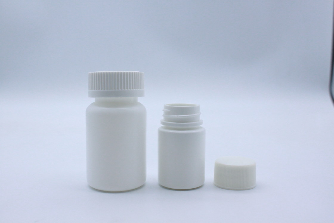 70ml PE Plastic Empty White Capsule Bottle With Child Resistant Cap